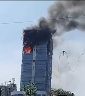 બિઝનેસ સેન્ટરમાં આગ: ‘લેવલ-II’ કટોકટી જાહેર, એરિયલ લેડરથી બચાવ કામગીરી, ઇલેક્ટ્રિકલ ફોલ્ટની શંકા